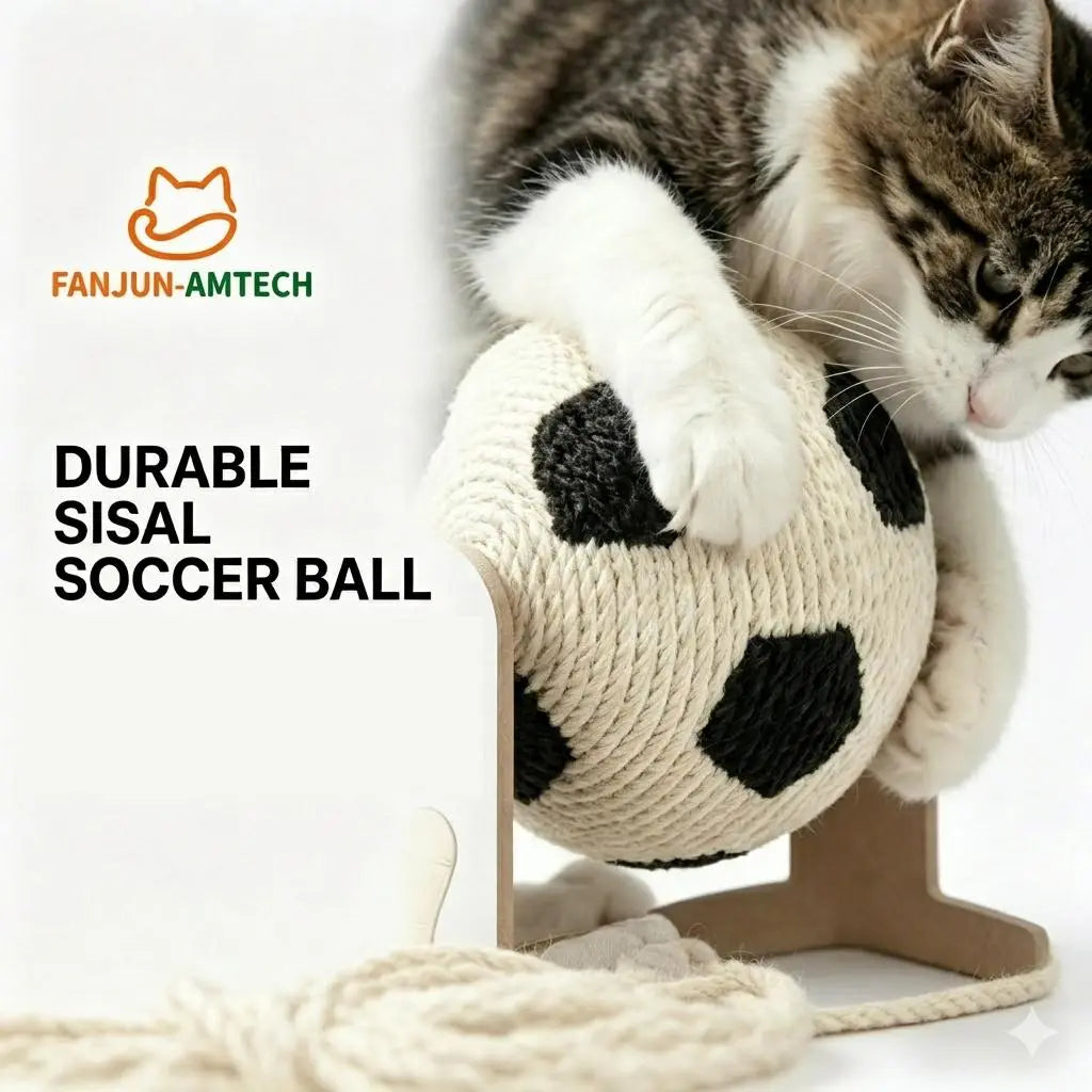 Durable Soccer Themed Cat Scratching Post with Ball - Hardened Corrugated Cardboard Arch Bridge for Indoor Cats