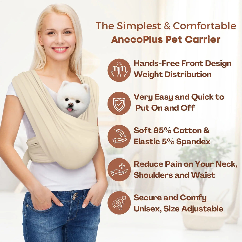 Flexible Pet Sling Carrier - Front Facing Hands-Free Cat Carrier for Small Pets