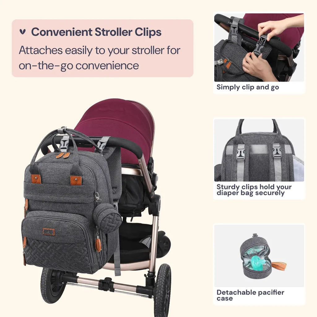 Babbleroo Original Diaper Bag - Waterproof Multi-Functional Travel Tote with Changing Pad for Moms