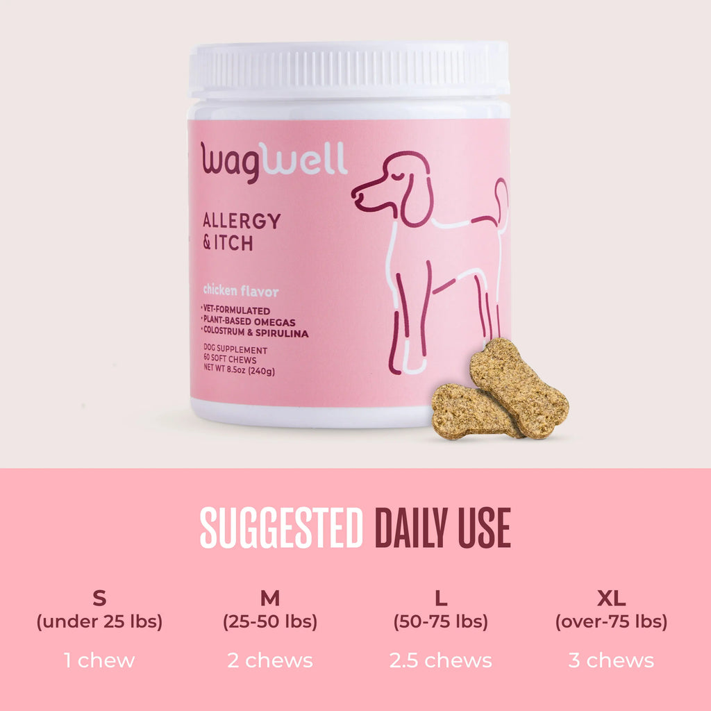 WAGWELL Itchy Pup Bundle (Dog Allergy & Itch Chews + Cleansing Wipes)
