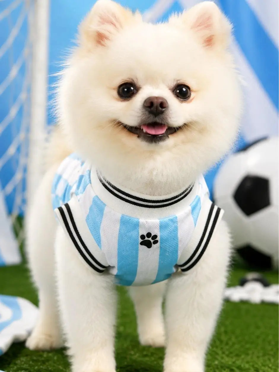 Soccer Style Pet Jersey Shirt - Lightweight Breathable Mesh Vest for Small Medium Dogs & Cats