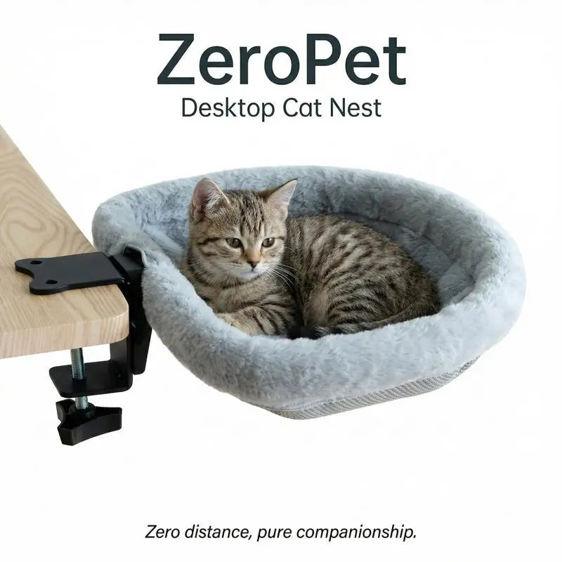 Rotating Cat Desk Hammock Bed - Clamp Mount Table Nest for Indoor Cats, Holds 45lbs, Machine Washable