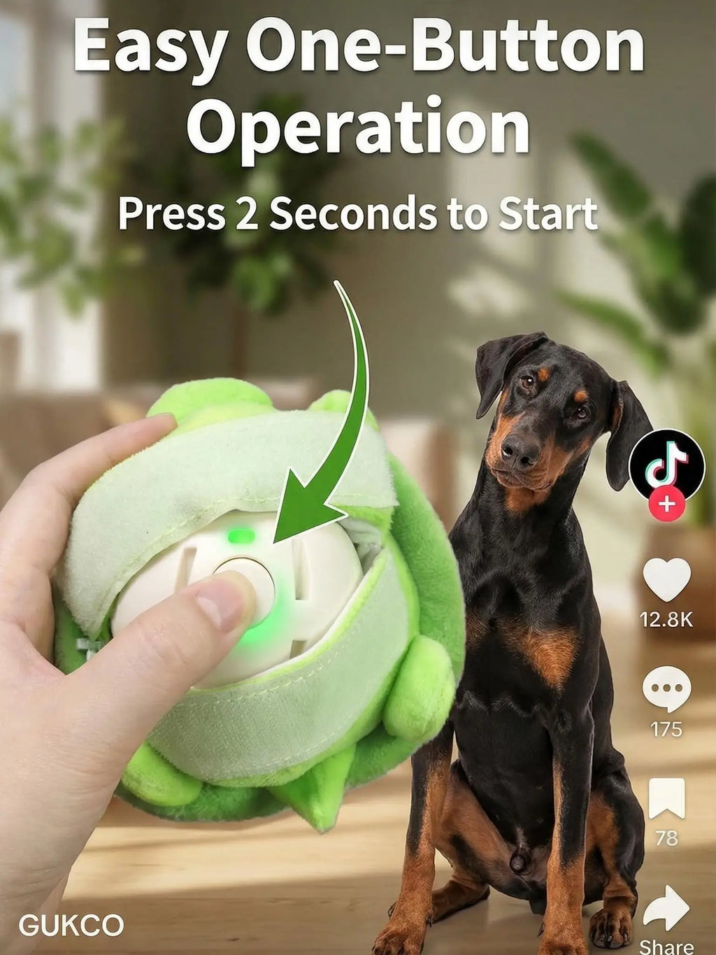 Motion Activated Interactive Dog Ball - Rechargeable Automatic Rolling Squeaky Toy for Dogs & Cats