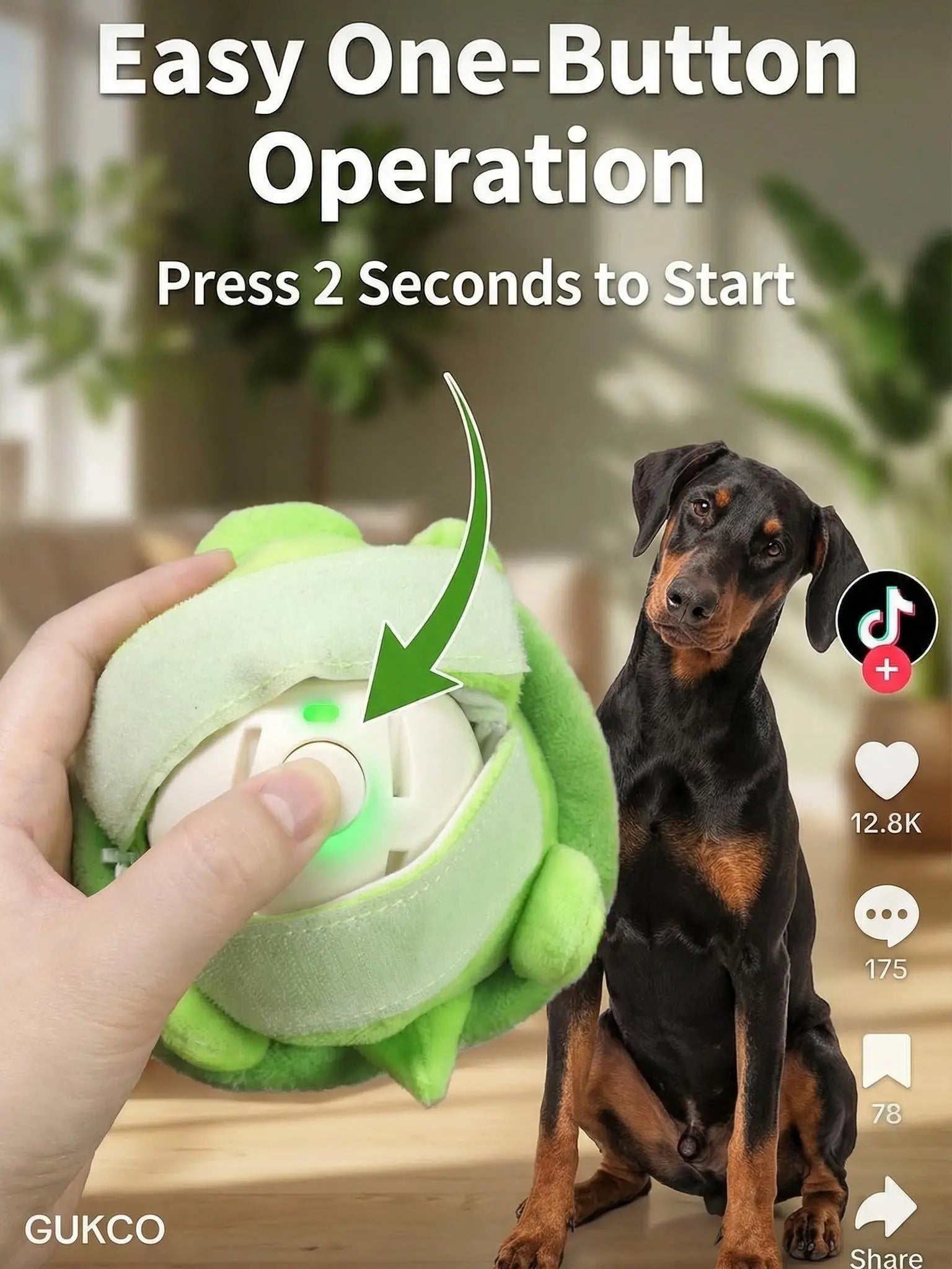 Motion Activated Interactive Dog Ball - Rechargeable Automatic Rolling Squeaky Toy for Dogs & Cats
