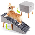 Foldable Dog Stairs for Small Dogs - 2-in-1 Non-Slip Wooden Pet Steps & Ottoman for Couch & Bed