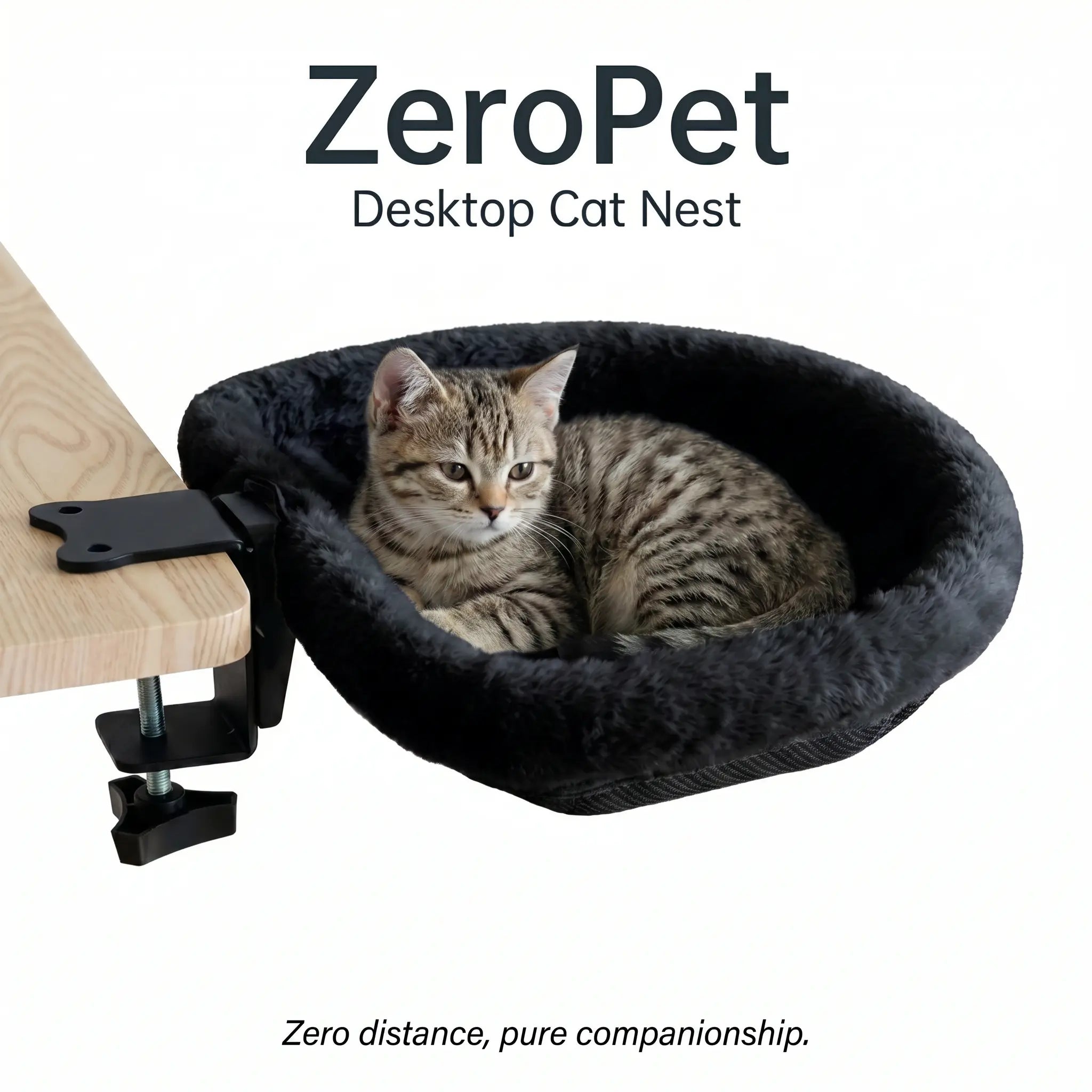 Rotating Cat Desk Hammock Bed - Clamp Mount Table Nest for Indoor Cats, Holds 45lbs, Machine Washable