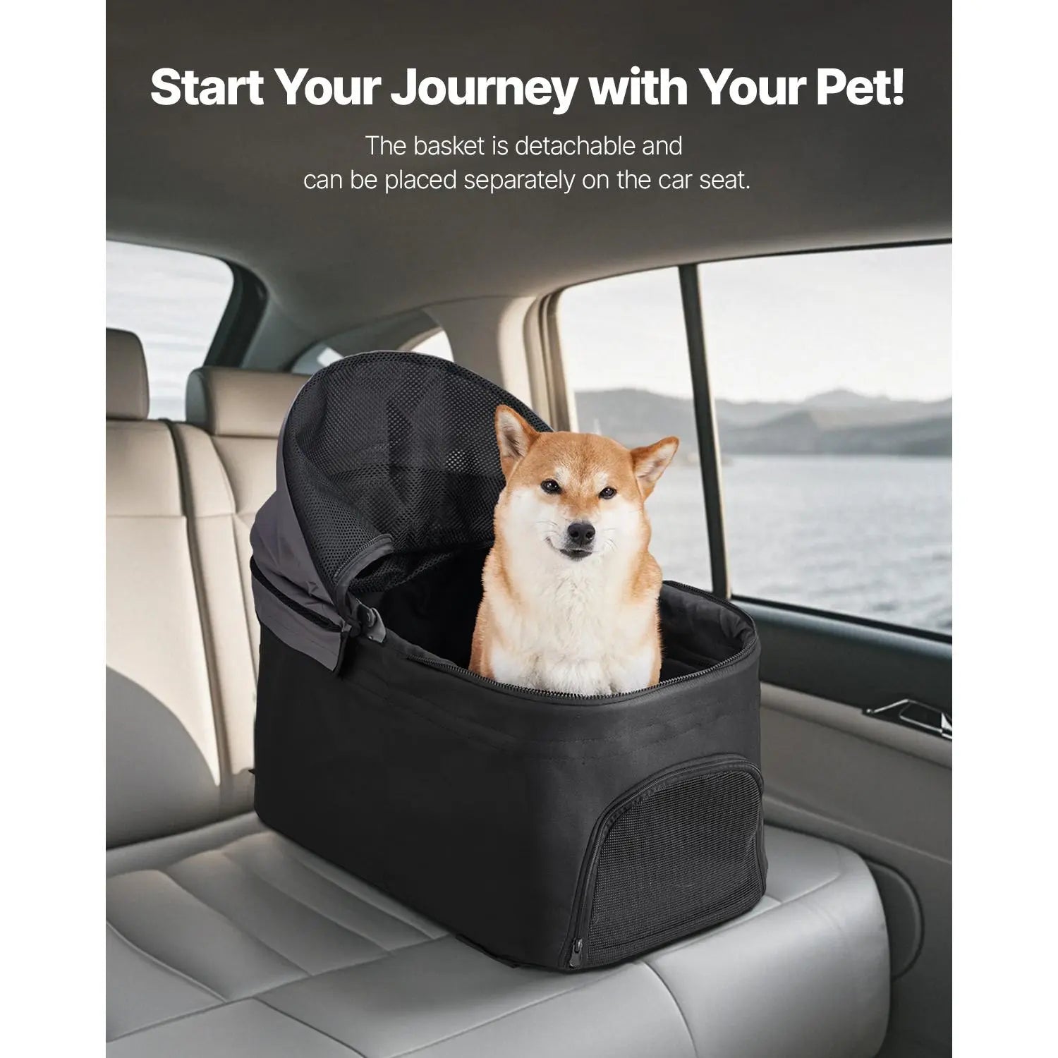 Foldable Pet Stroller for Small Medium Dogs & Cats - 35lbs Capacity with Detachable Carrier & Mesh Windows