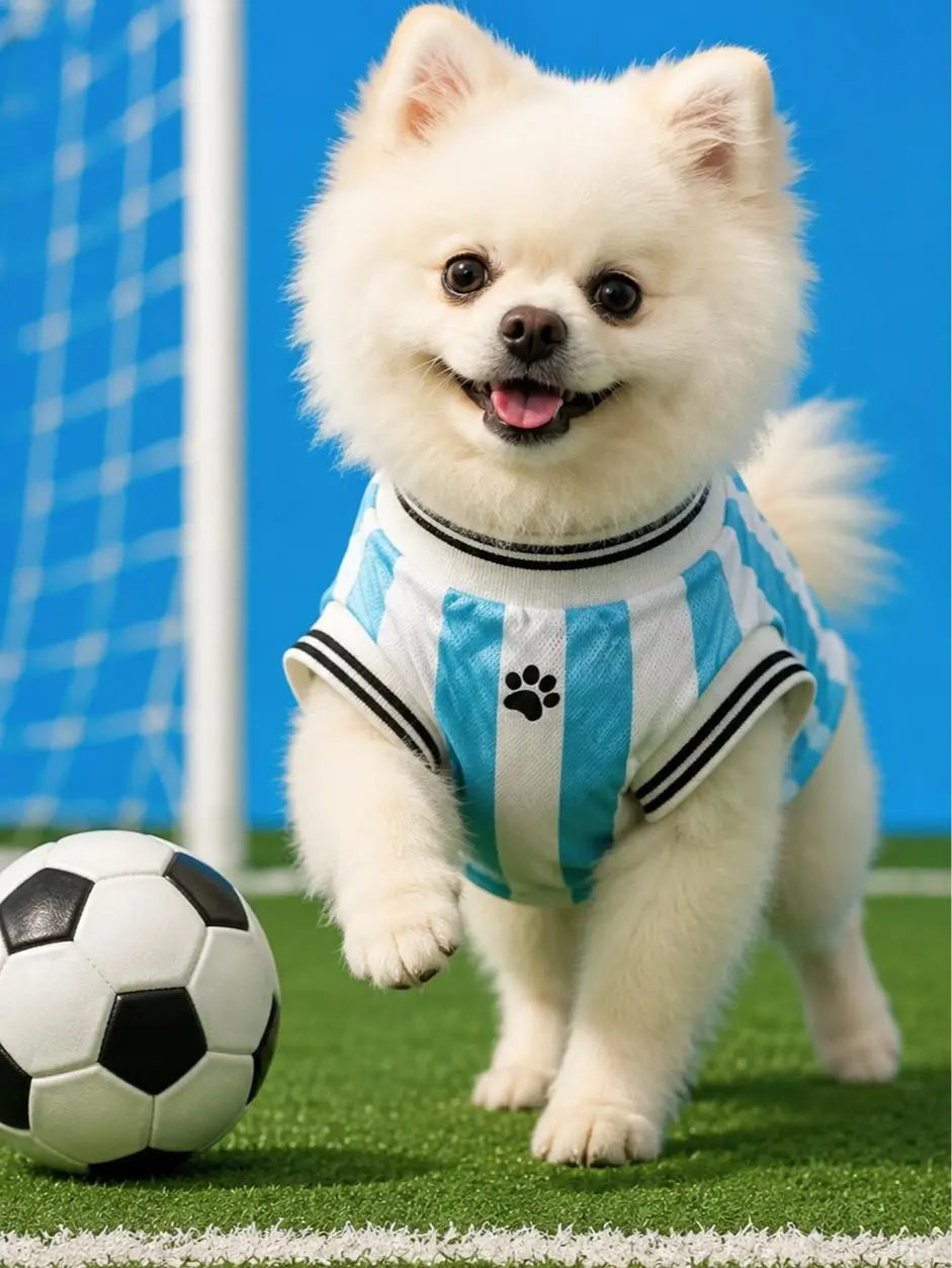 Soccer Style Pet Jersey Shirt - Lightweight Breathable Mesh Vest for Small Medium Dogs & Cats