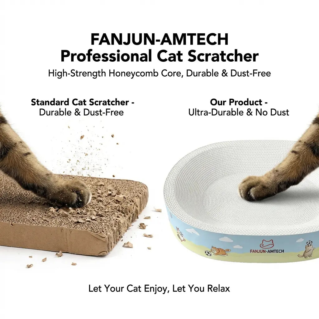 2-in-1 Cat Scratcher & Bed - Oval Corrugated Cardboard Scratch Pad with Anti-Slip Base for Indoor Cats