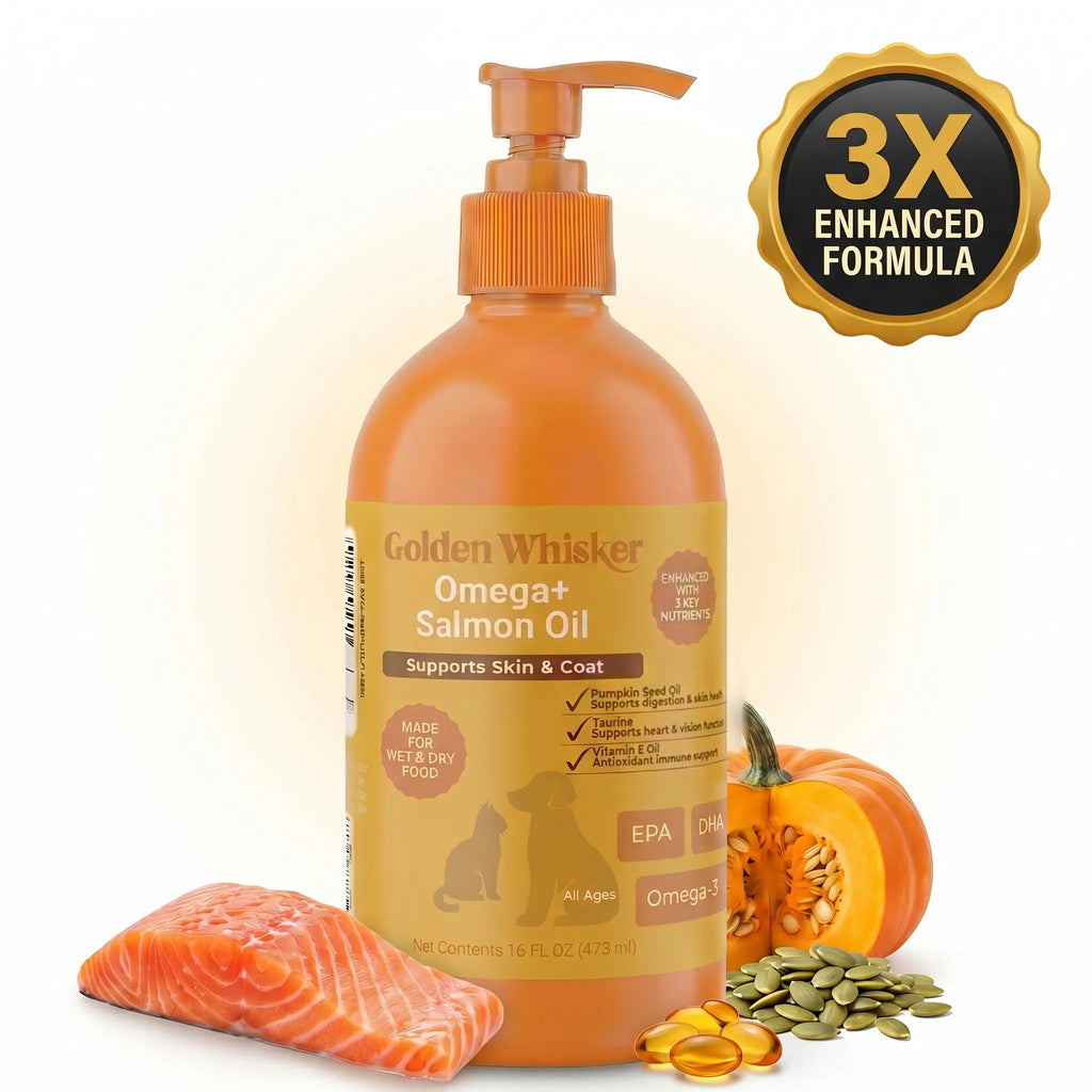 Golden Whisker Salmon Omega-3 Elixir for Cats & Dogs - Skin Coat & Joint Support with Taurine & Vitamin E