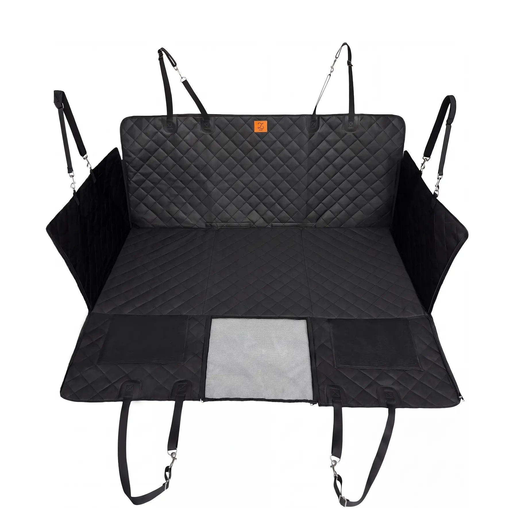 Large Waterproof Dog Car Seat Hammock Cover with Mesh Window - Pet Back Seat Protector for SUVs & Trucks