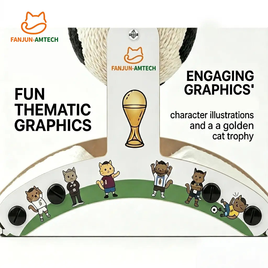 Durable Soccer Themed Cat Scratching Post with Ball - Hardened Corrugated Cardboard Arch Bridge for Indoor Cats