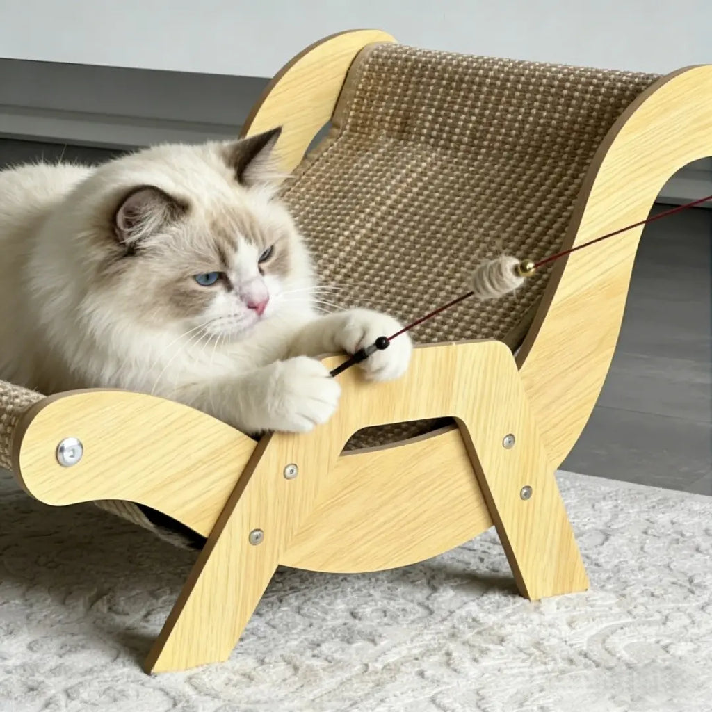 Multi-Functional Cat Scratching Rocker Bed - Natural Jute Indoor/Outdoor Pet Furniture (53x33x32cm)