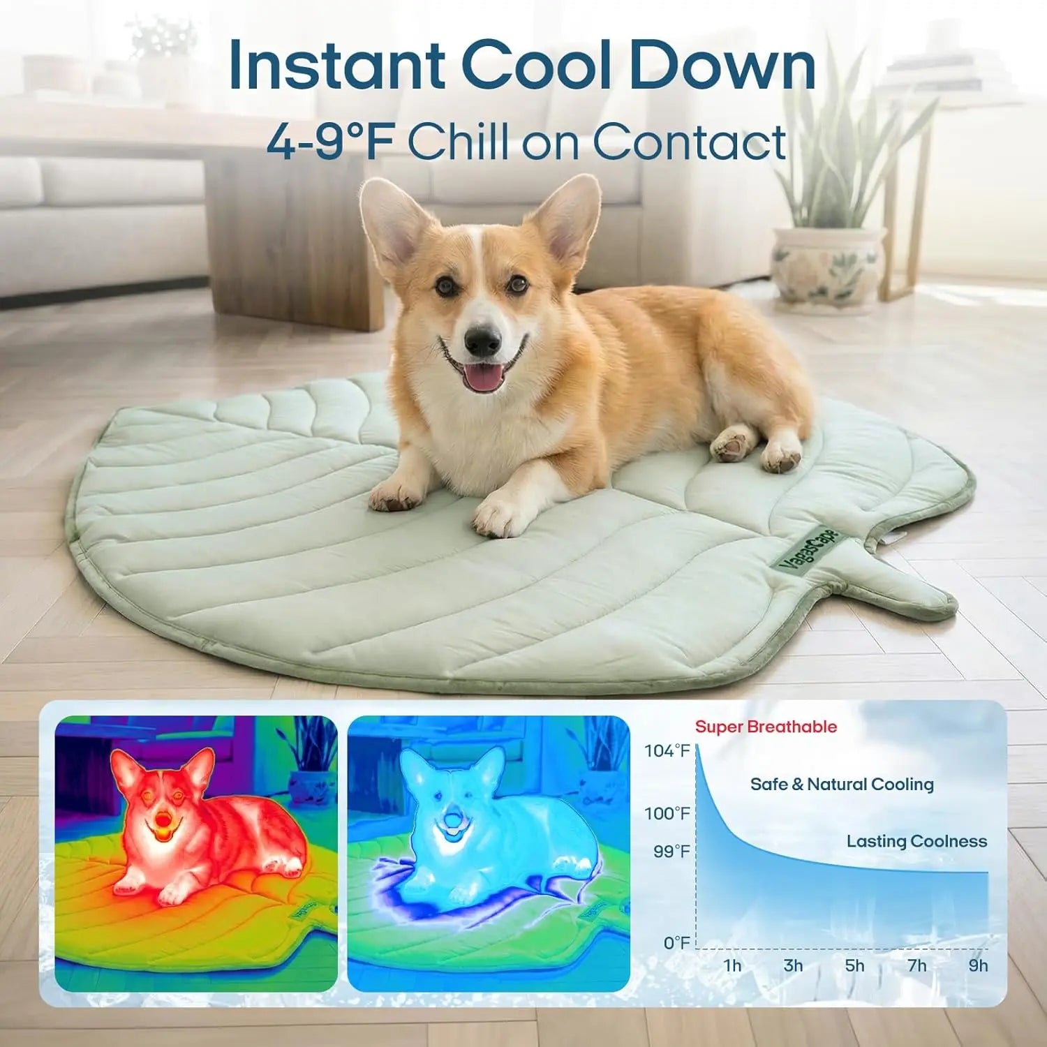 Eco-Friendly Gel-Free Cooling Pet Mat for Large Dogs - Portable Machine-Washable Pet Cooling Bed