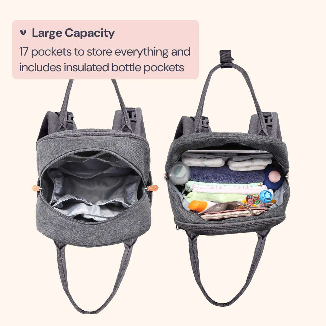 Babbleroo Original Diaper Bag - Waterproof Multi-Functional Travel Tote with Changing Pad for Moms