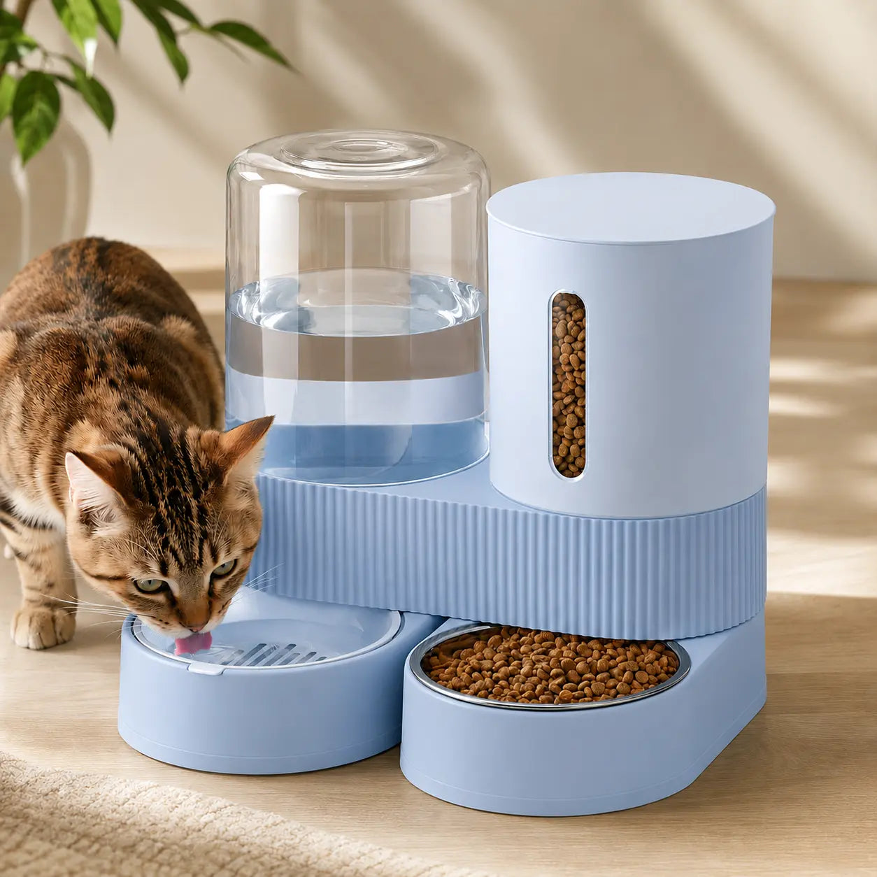 2 Pack Gravity Pet Feeder & Water Dispenser Set - Large Capacity Stainless Steel Bowls for Cats & Small Dogs