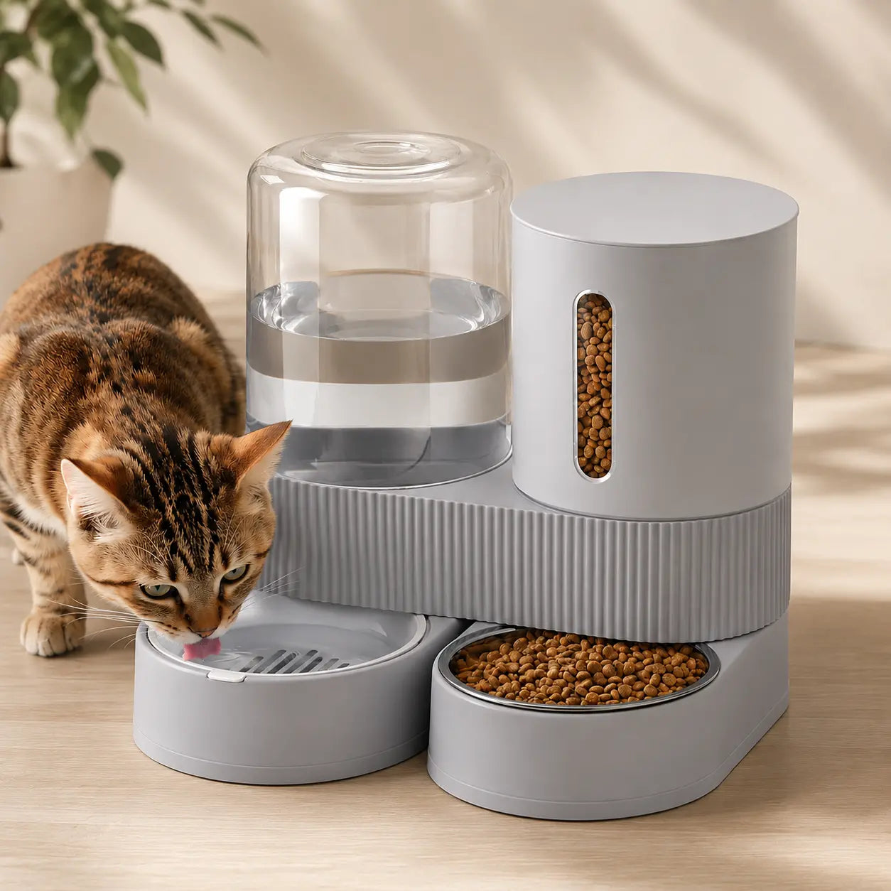 2 Pack Gravity Pet Feeder & Water Dispenser Set - Large Capacity Stainless Steel Bowls for Cats & Small Dogs