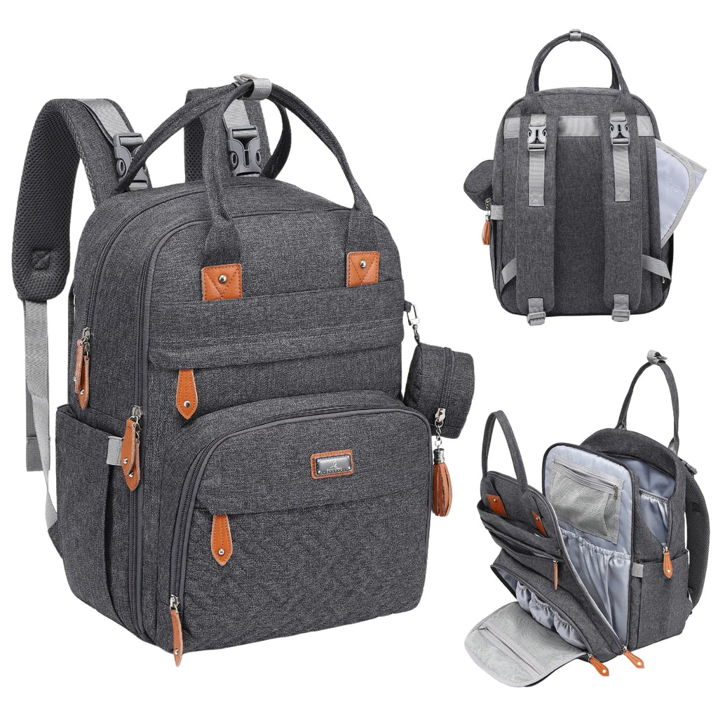 Babbleroo Original Diaper Bag - Waterproof Multi-Functional Travel Tote with Changing Pad for Moms