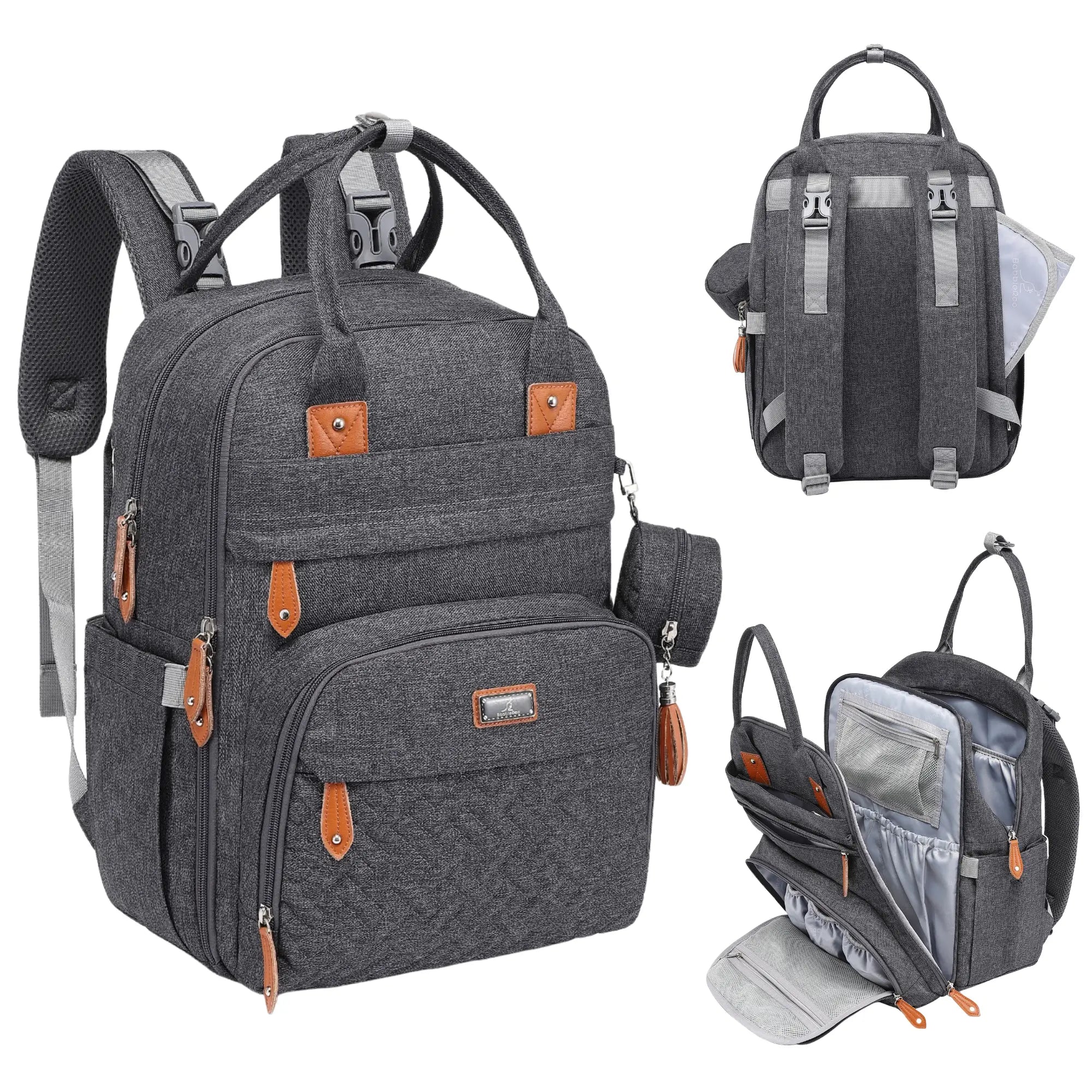 Babbleroo Original Diaper Bag - Waterproof Multi-Functional Travel Tote with Changing Pad for Moms