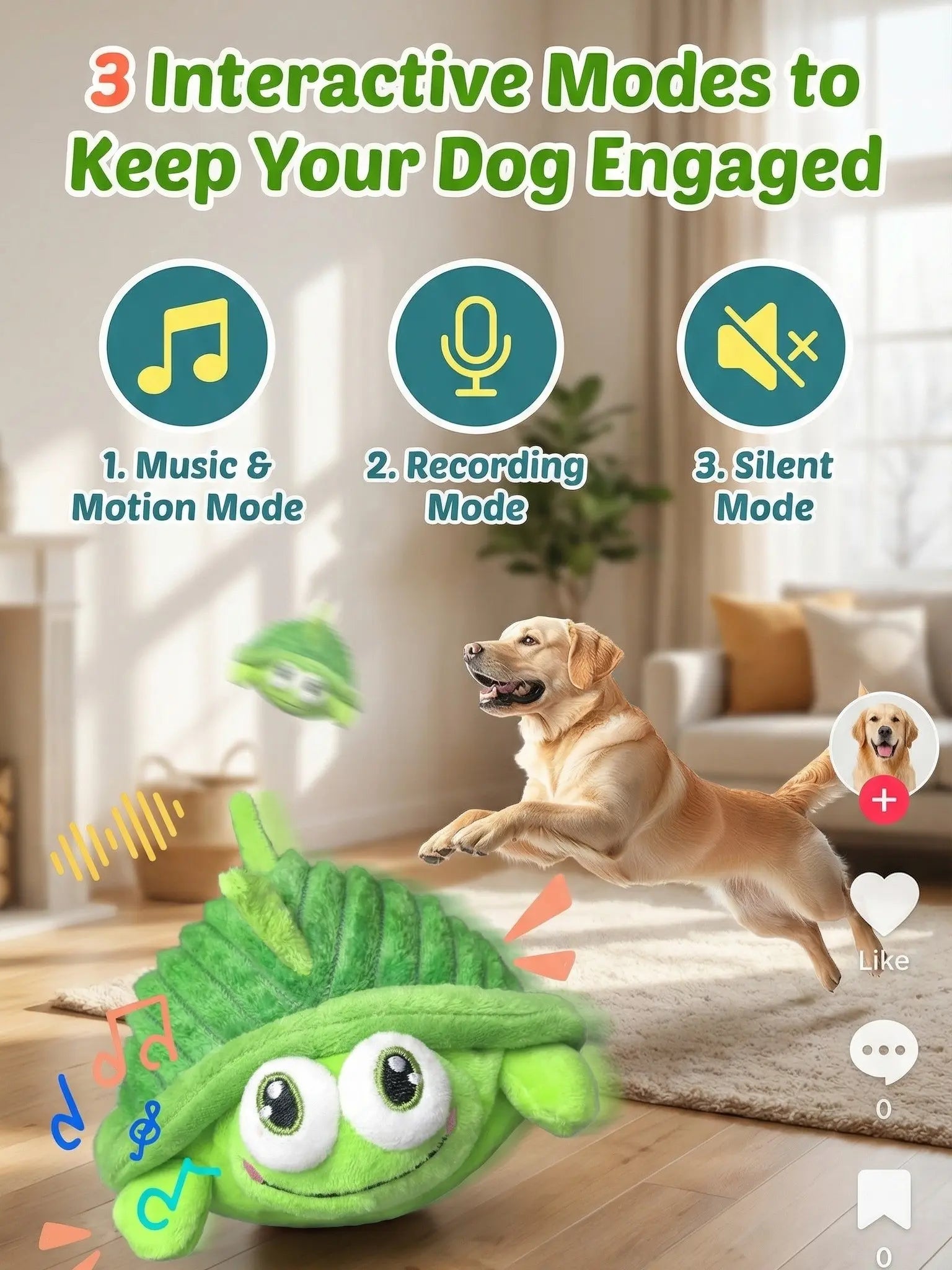 Motion Activated Interactive Dog Ball - Rechargeable Automatic Rolling Squeaky Toy for Dogs & Cats