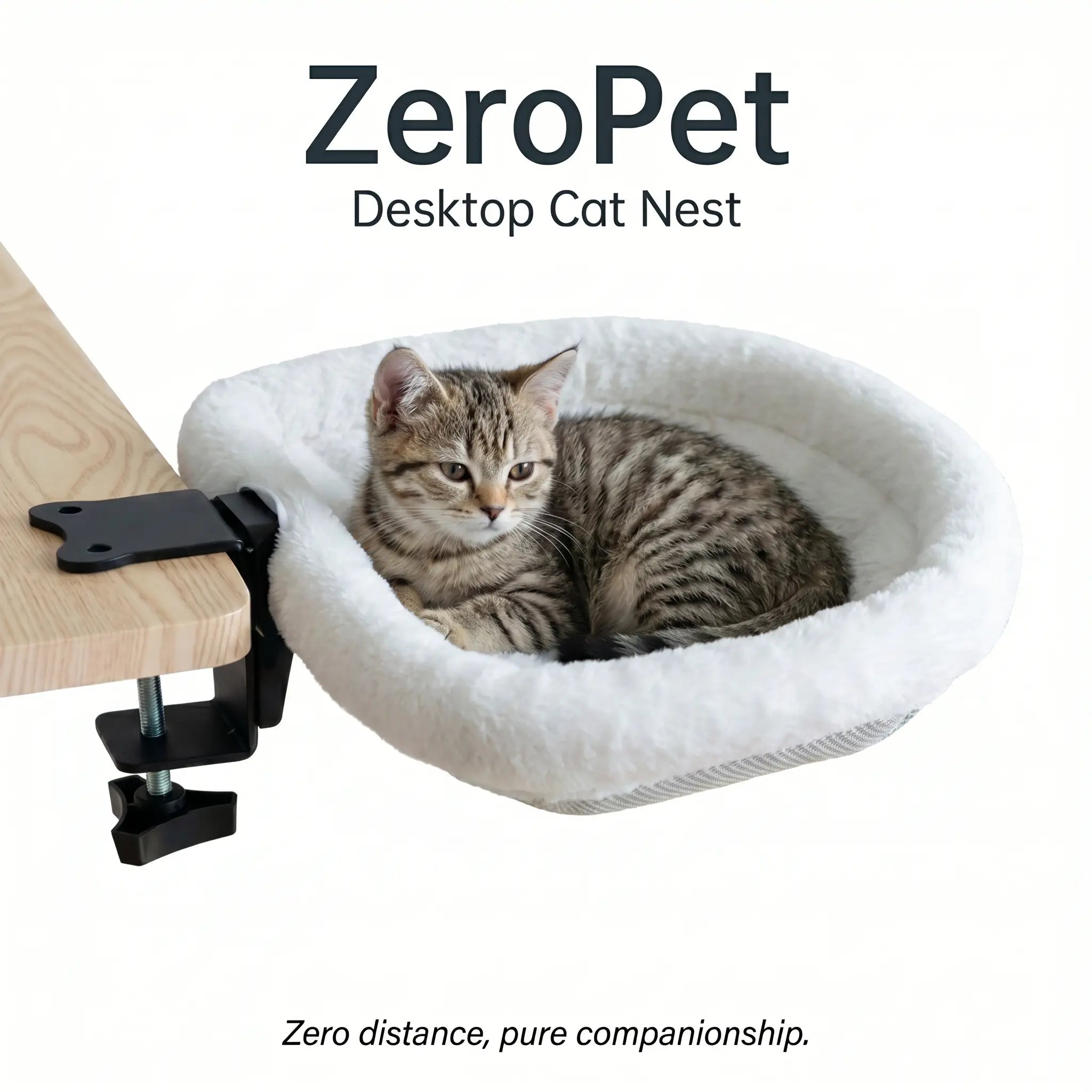 Rotating Cat Desk Hammock Bed - Clamp Mount Table Nest for Indoor Cats, Holds 45lbs, Machine Washable