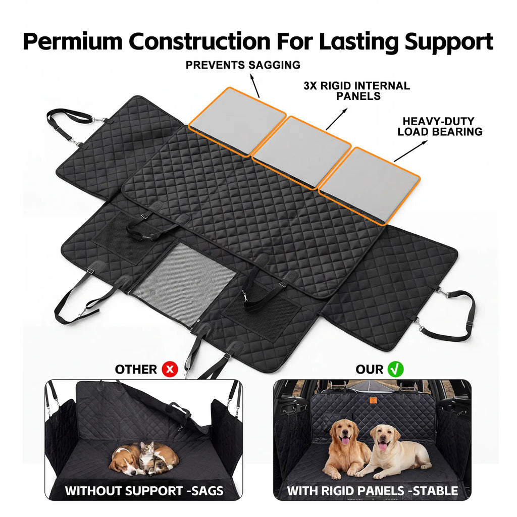 Large Waterproof Dog Car Seat Hammock Cover with Mesh Window - Pet Back Seat Protector for SUVs & Trucks