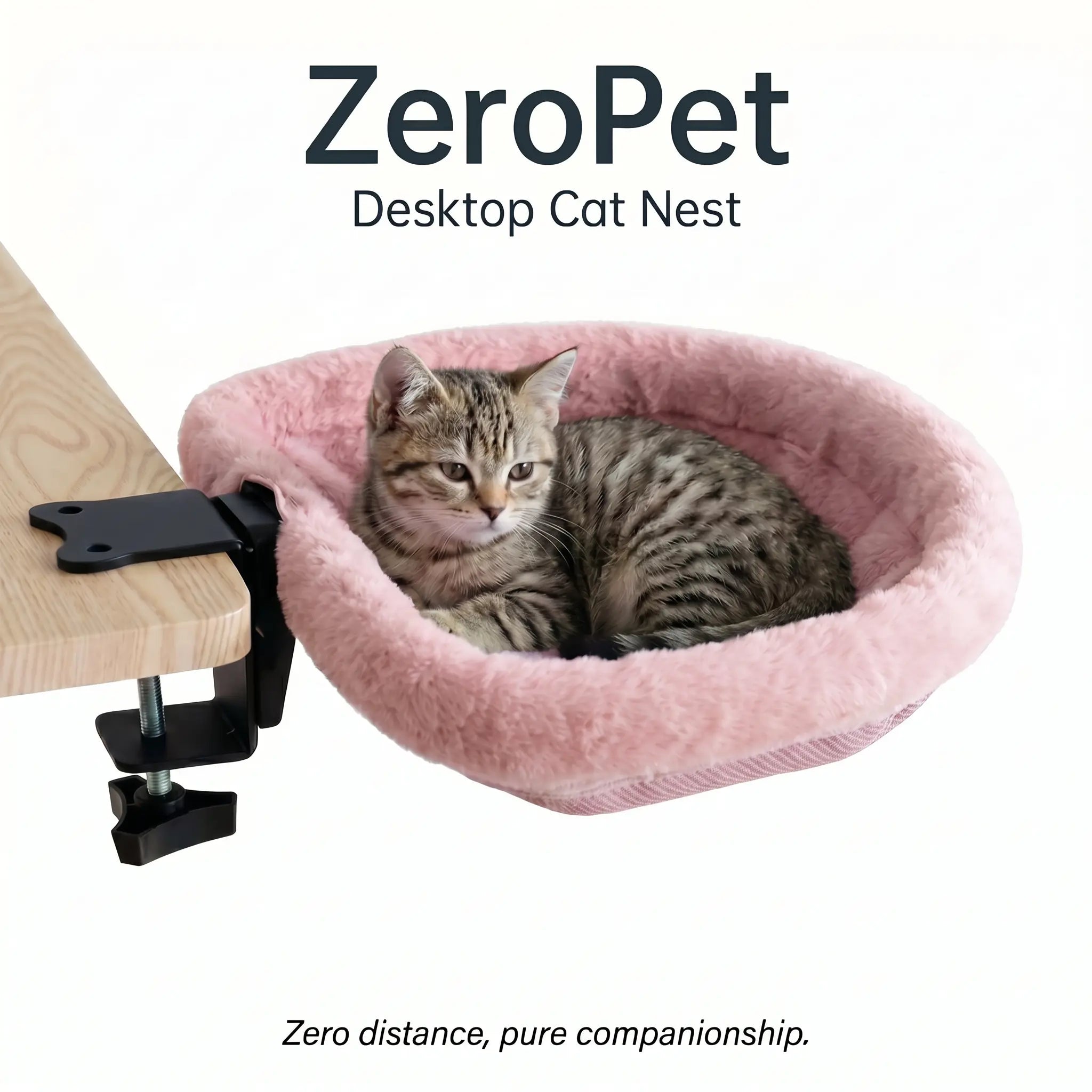 Rotating Cat Desk Hammock Bed - Clamp Mount Table Nest for Indoor Cats, Holds 45lbs, Machine Washable
