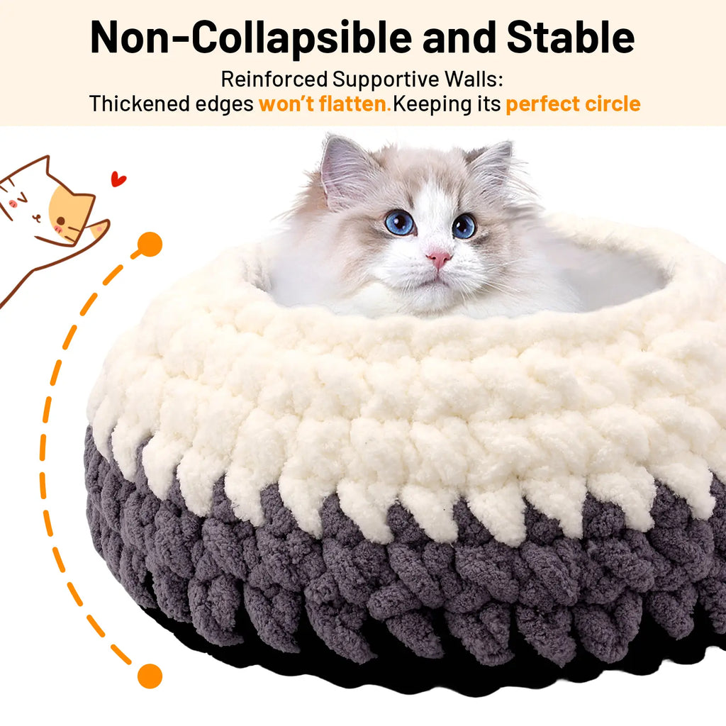 Plush Pet Bed for Cats - Cozy, Warm, Stylish & Secure Resting Spot Washable